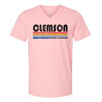 Clemson Sc Hometown Pride Retro 70s 80s Style V-Neck T-Shirt