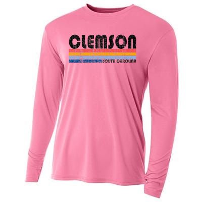 Clemson Sc Hometown Pride Retro 70s 80s Style Cooling Performance Long Sleeve Crew