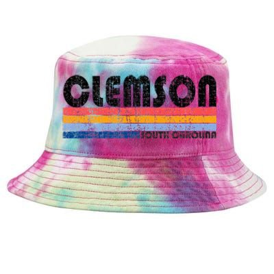 Clemson Sc Hometown Pride Retro 70s 80s Style Tie-Dyed Bucket Hat