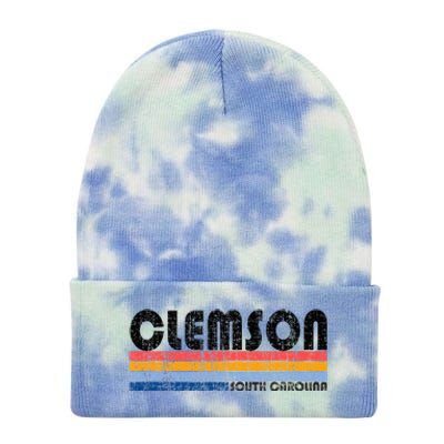 Clemson Sc Hometown Pride Retro 70s 80s Style Tie Dye 12in Knit Beanie