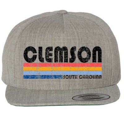 Clemson Sc Hometown Pride Retro 70s 80s Style Wool Snapback Cap