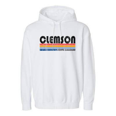 Clemson Sc Hometown Pride Retro 70s 80s Style Garment-Dyed Fleece Hoodie