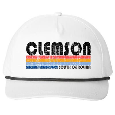 Clemson Sc Hometown Pride Retro 70s 80s Style Snapback Five-Panel Rope Hat