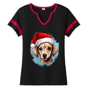 Chihuahua Santa Hat Christmas Dog Lovers Gift Mom Dad Xmas Funny Gift Ladies Halftime Notch Neck Tee