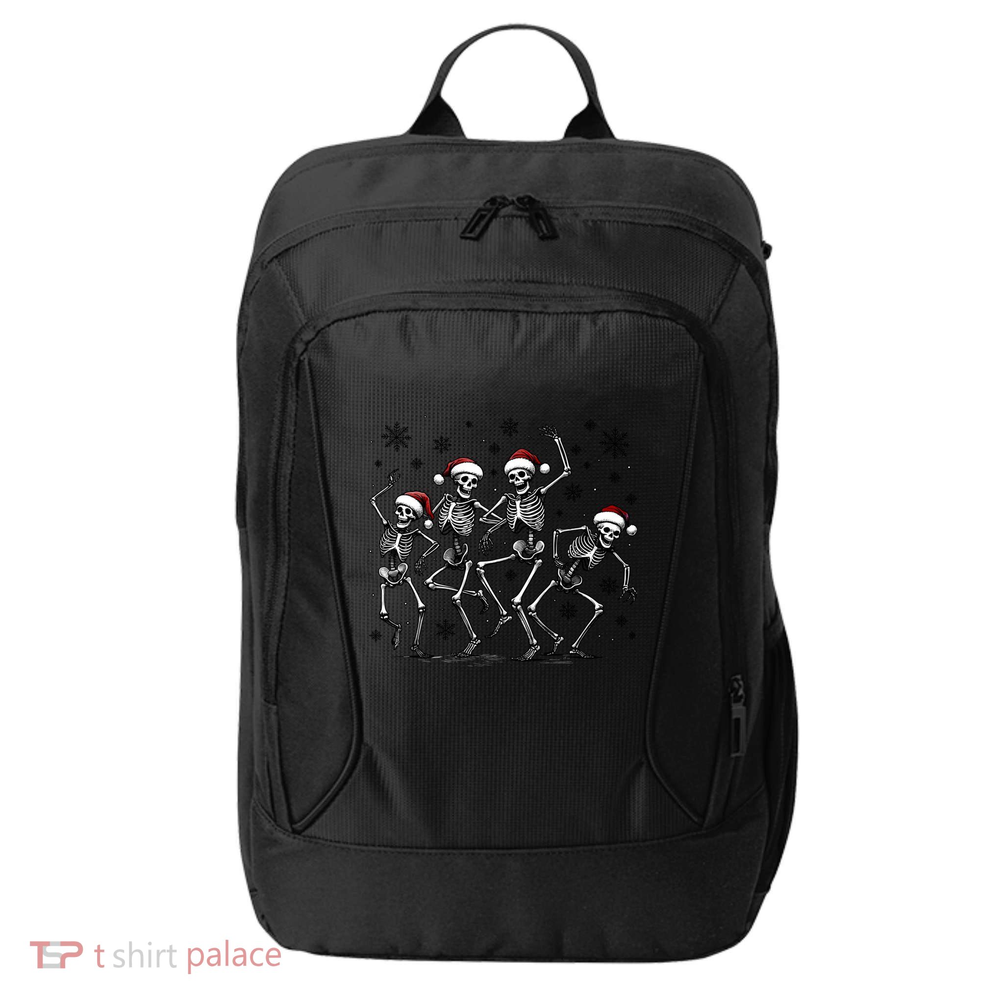 Christmas Santa Hat Skeletons Dancing Xmas Party Gift City Backpack