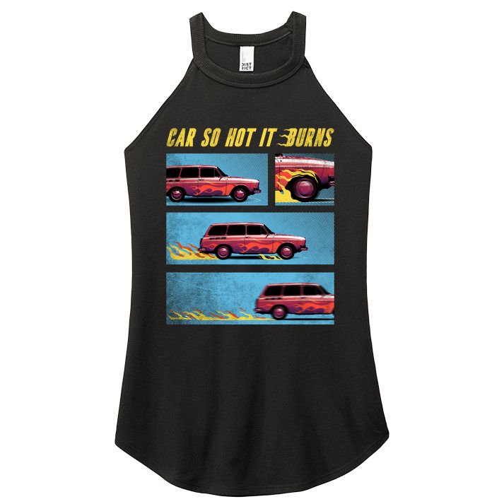 Car So Hot It Burns Comic Women's Perfect Tri Rocker Tank