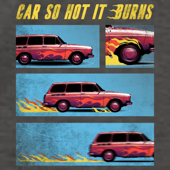 Car So Hot It Burns Comic Vector Backpack