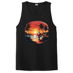 Cool Sunset Holiday Under Palm Trees With Santa And Xmas Funny Gift PosiCharge Competitor Tank