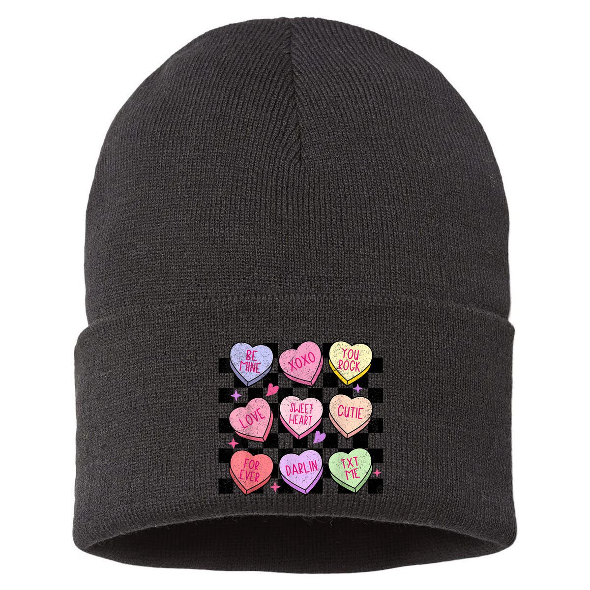 Candy Sweet Hearts Love Valentines Day Women Girl Sustainable Knit Beanie