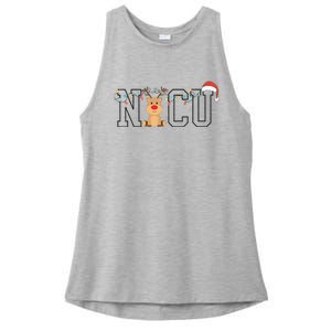 Cute Santa Hat Reindeer Christmas Light Xmas NICU Nurse Ladies PosiCharge Tri-Blend Wicking Tank