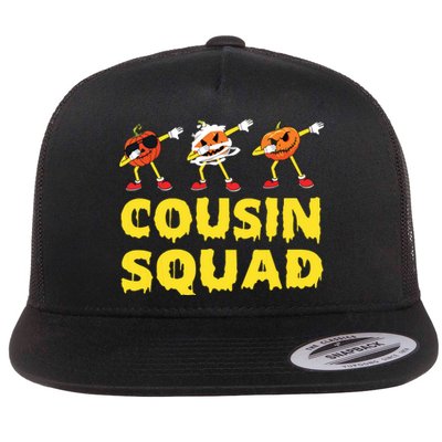 Cousin Squad Halloween Cousin Crew Funny Halloween Pumpkins Flat Bill Trucker Hat