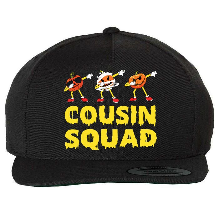 Cousin Squad Halloween Cousin Crew Funny Halloween Pumpkins Wool Snapback Cap