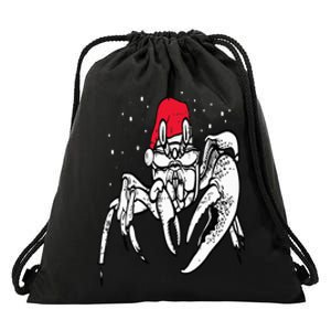 Crab Santa Hat Christmas Pajama XMas Holiday Animal Drawstring Bag