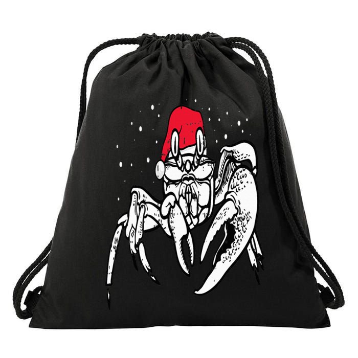 Crab Santa Hat Christmas Pajama XMas Holiday Animal Drawstring Bag