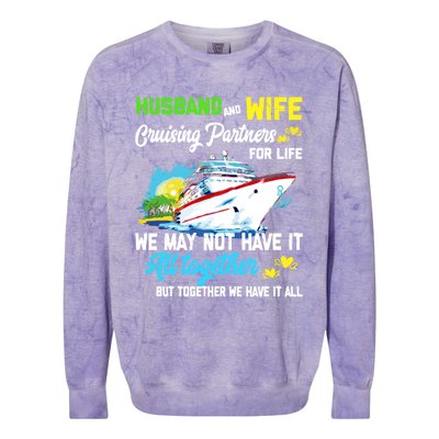 Cruise Ship Husband And Wife Cruising Partners For Life Gift Colorblast Crewneck Sweatshirt