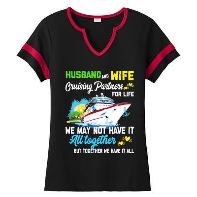 Cruise Ship Husband And Wife Cruising Partners For Life Gift Ladies Halftime Notch Neck Tee