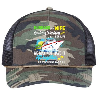 Cruise Ship Husband And Wife Cruising Partners For Life Gift Retro Rope Trucker Hat Cap