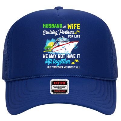 Cruise Ship Husband And Wife Cruising Partners For Life Gift High Crown Mesh Back Trucker Hat