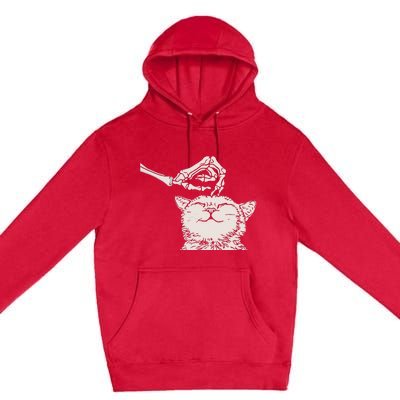 Cat Skeleton Hand Lazy Halloween Costume Cool Bones Kitten Premium Pullover Hoodie