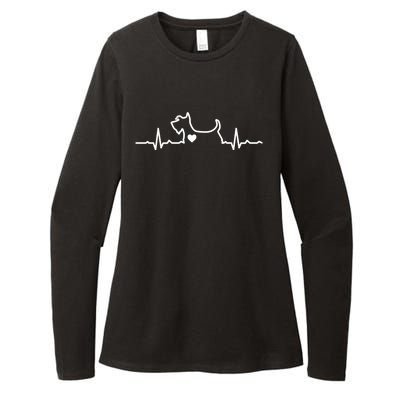 Cute Scottie Heart Heartbeat Scottish Terrier Gift Dog Lover Gift Womens CVC Long Sleeve Shirt