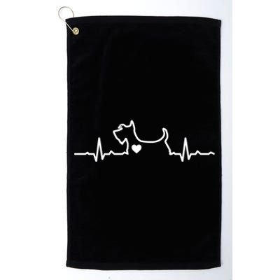 Cute Scottie Heart Heartbeat Scottish Terrier Gift Dog Lover Gift Platinum Collection Golf Towel