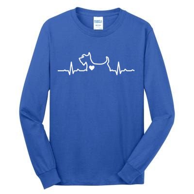 Cute Scottie Heart Heartbeat Scottish Terrier Gift Dog Lover Gift Tall Long Sleeve T-Shirt