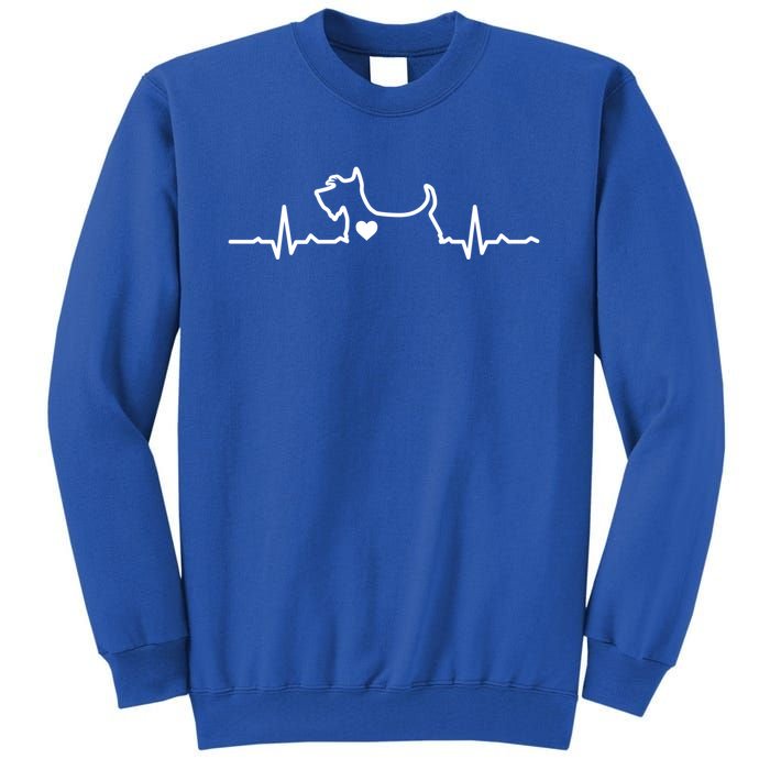 Cute Scottie Heart Heartbeat Scottish Terrier Gift Dog Lover Gift Tall Sweatshirt