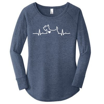 Cute Scottie Heart Heartbeat Scottish Terrier Gift Dog Lover Gift Women's Perfect Tri Tunic Long Sleeve Shirt