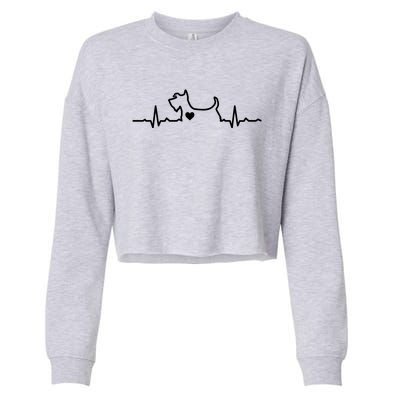 Cute Scottie Heart Heartbeat Scottish Terrier Gift Dog Lover Gift Cropped Pullover Crew