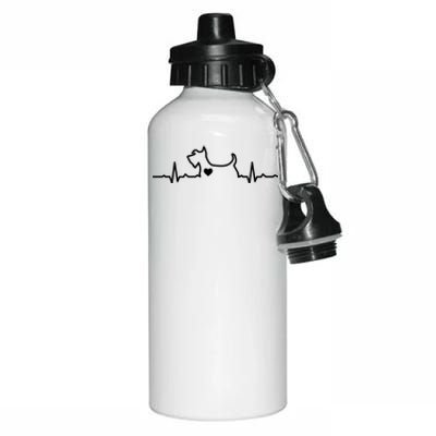 Cute Scottie Heart Heartbeat Scottish Terrier Gift Dog Lover Gift Aluminum Water Bottle