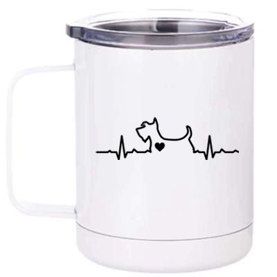 Cute Scottie Heart Heartbeat Scottish Terrier Gift Dog Lover Gift 12 oz Stainless Steel Tumbler Cup