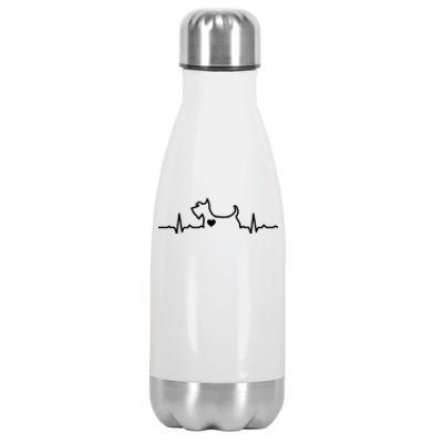 Cute Scottie Heart Heartbeat Scottish Terrier Gift Dog Lover Gift Stainless Steel Insulated Water Bottle