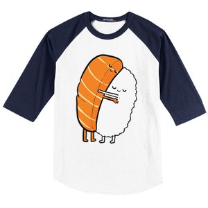 Cute Sushi Hug Salmon Maki Anime Figure Japanese Manga Baseball Sleeve Shirt