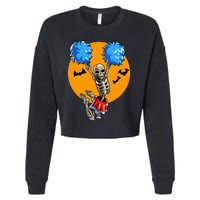 Cheerleading Skeleton Halloween Cheer Mom Cheer Cropped Pullover Crew