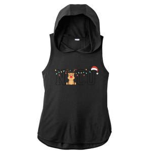 Cute Santa Hat Reindeer Christmas Light Xmas NICU Nurse Ladies PosiCharge Tri-Blend Wicking Draft Hoodie Tank