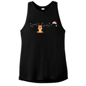 Cute Santa Hat Reindeer Christmas Light Xmas NICU Nurse Ladies PosiCharge Tri-Blend Wicking Tank