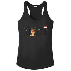 Cute Santa Hat Reindeer Christmas Light Xmas NICU Nurse Ladies PosiCharge Competitor Racerback Tank