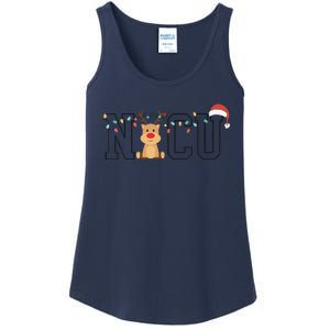 Cute Santa Hat Reindeer Christmas Light Xmas NICU Nurse Ladies Essential Tank