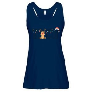 Cute Santa Hat Reindeer Christmas Light Xmas NICU Nurse Ladies Essential Flowy Tank