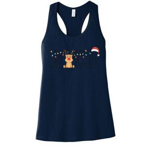 Cute Santa Hat Reindeer Christmas Light Xmas NICU Nurse Women's Racerback Tank