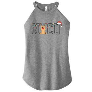 Cute Santa Hat Reindeer Christmas Light Xmas NICU Nurse Women's Perfect Tri Rocker Tank