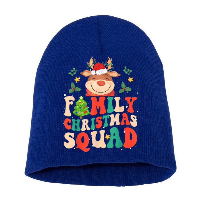 Cute Santa Hat Reindeer Family Christmas Squad Xmas Pajama Gift Short Acrylic Beanie