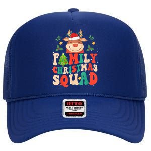 Cute Santa Hat Reindeer Family Christmas Squad Xmas Pajama Gift High Crown Mesh Back Trucker Hat