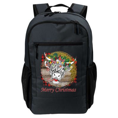 Cute Santa Highland Hairy Cow Merry Christmas Red Plaid Gift Daily Commute Backpack