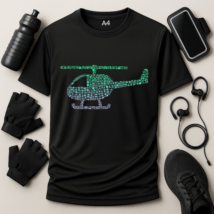 Chopper Silhouette Helicopter Pilot Helicopter Cooling Performance Crew T-Shirt