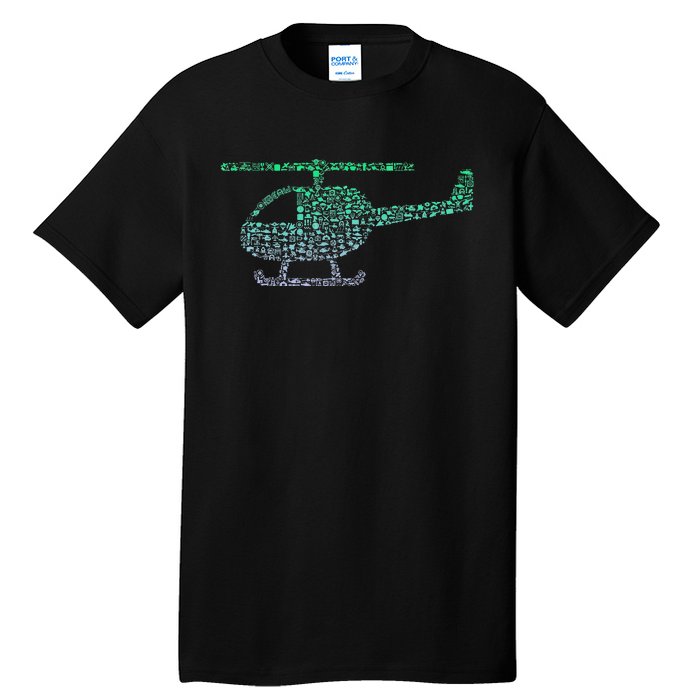 Chopper Silhouette Helicopter Pilot Helicopter Tall T-Shirt