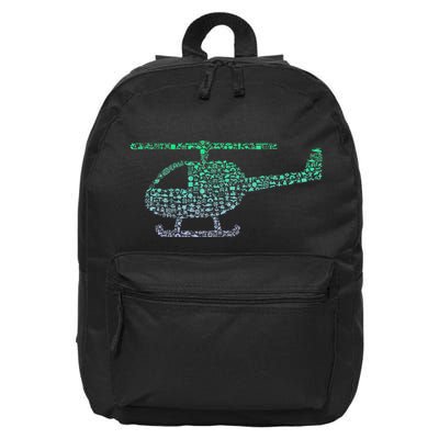 Chopper Silhouette Helicopter Pilot Helicopter 16 in Basic Backpack