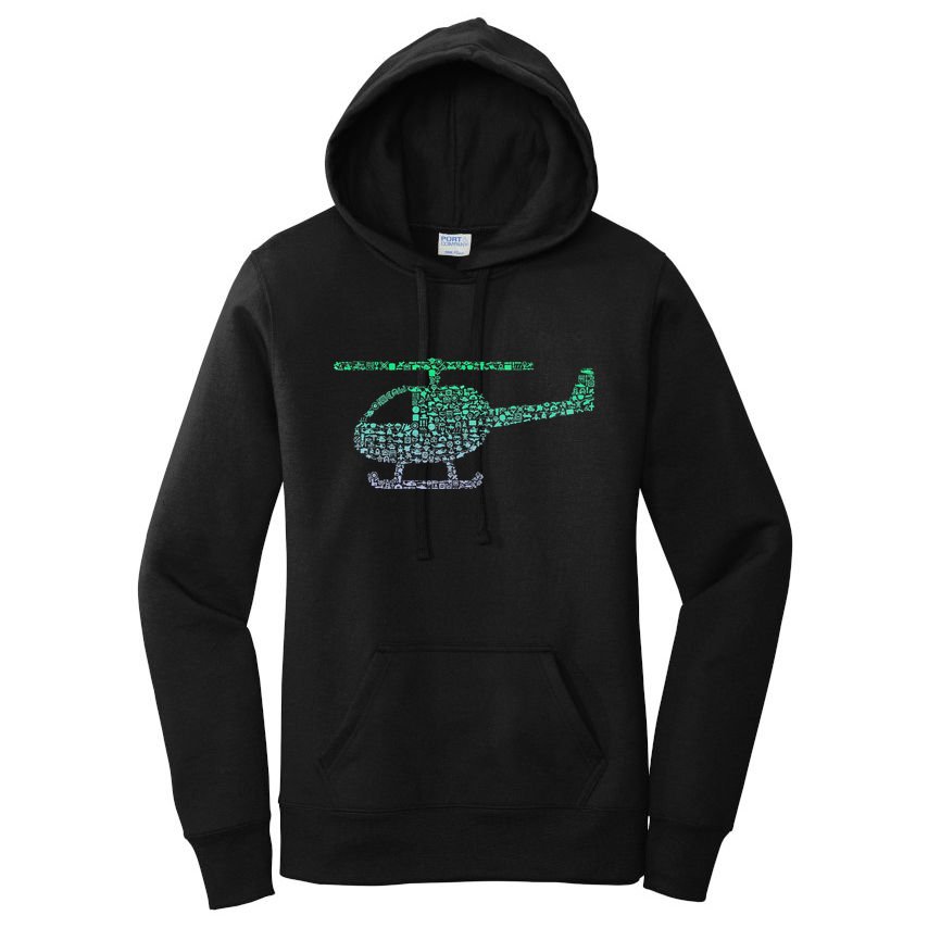 Chopper Silhouette Helicopter Pilot Helicopter Women's Pullover Hoodie