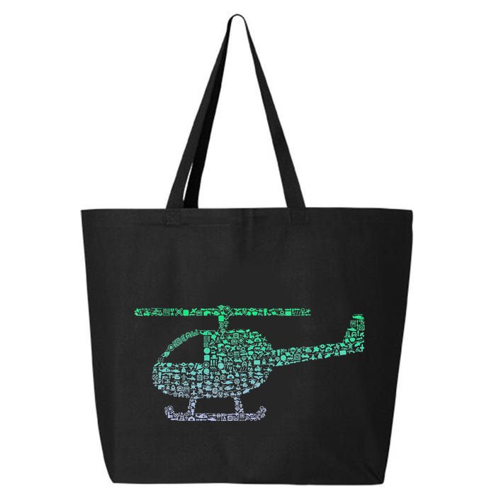 Chopper Silhouette Helicopter Pilot Helicopter 25L Jumbo Tote
