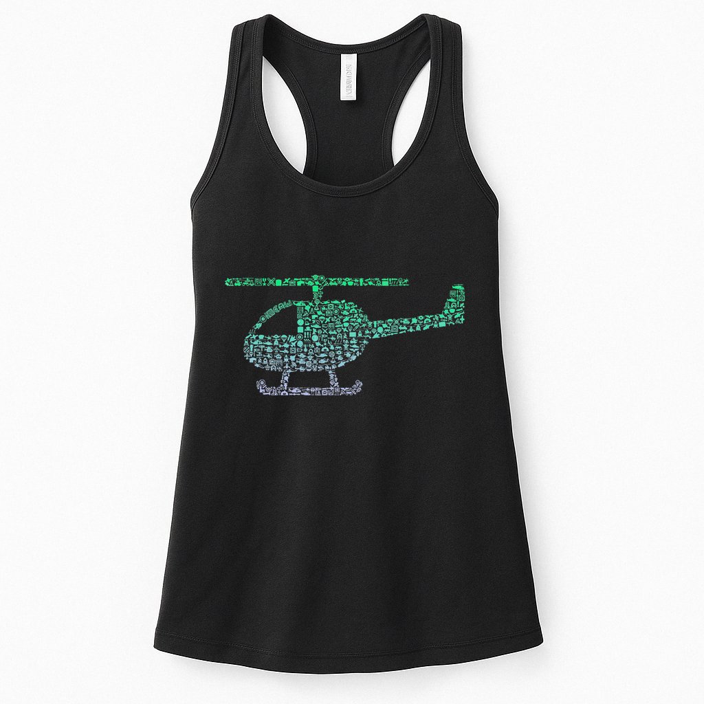 Chopper Silhouette Helicopter Pilot Helicopter Womens Tank Top
